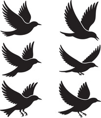 Obraz premium Flying Bird Silhouettes Collection,Black Birds in Motion Silhouette Icons