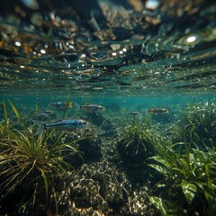Vibrant Blue   Yellow Zebrafish in Sunlit Stream | High Resolution Wildlife   Conservation