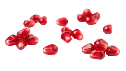 Close Up Pomegranate Seeds On White.