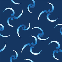 Fototapeta premium Japanese Swirl Brush Line Vector Seamless Pattern