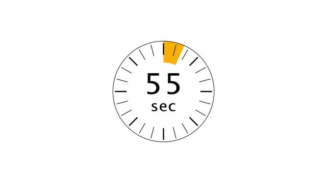 59 second countdown timer animation. Countdown timer clock animation. Clock timer number on white background.