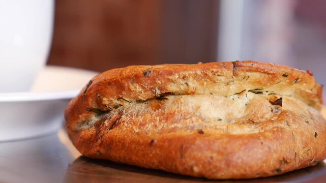 Fresh baked bread from a local bakery in the afternoon