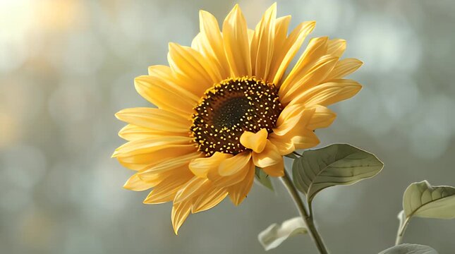 Bright Sunflower Petals Moving Gently in Slow Motion