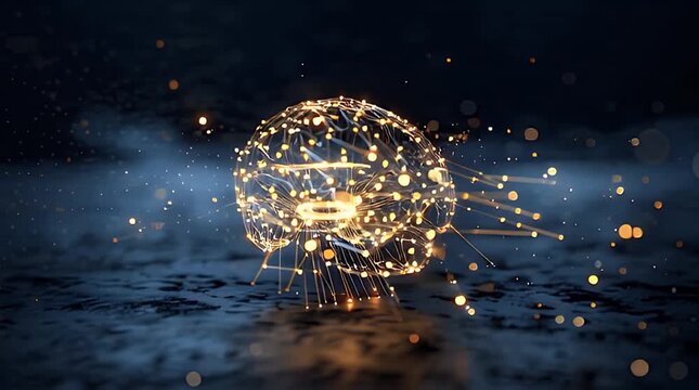 Minimal Glowing AI Brain Representing Advanced Intelligence
