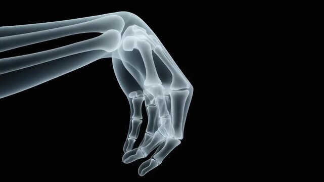 X-ray view of a human hand skeleton