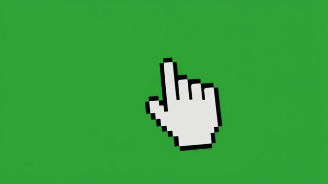 Computer mouse cursor on a green background