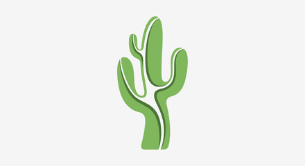 Obraz premium Simple green cactus icon on an isolated white background, a modern vector graphic.