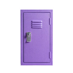 Purple metal locker with vents and a silver handle & lock