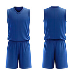 Blue basketball uniform, front & back view