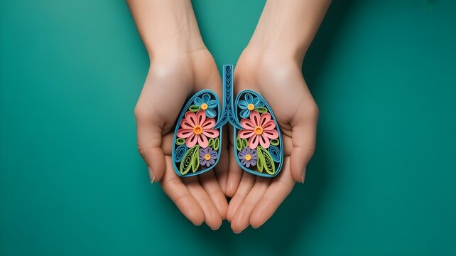 hands holding lung paper craft, world tuberculosis day, world no tobacco day, lung cancer, Pulmonary hypertension concept