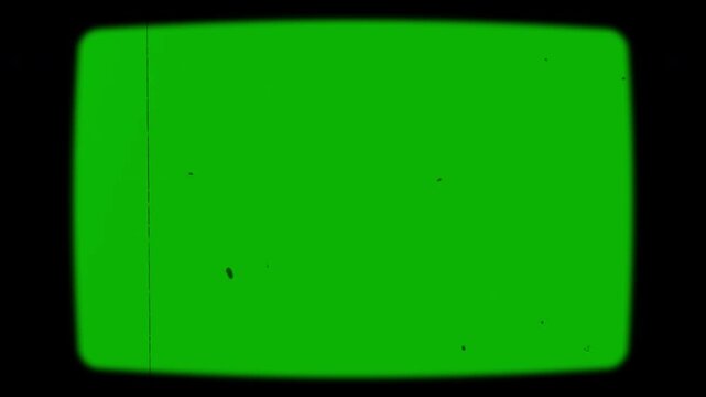 retro tv screen on green screen background with dust effect