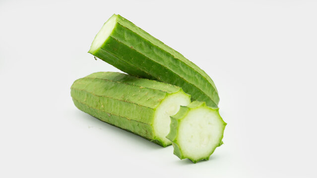 fresh luffa acutangula isolated on white