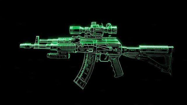 Modern Jammer Night Vision Silhouette of Advanced Weaponry in High-Definition 4K Display