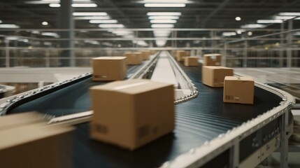 Automated Conveyor Belt in Logistics Warehouse / ハイテク物流倉庫の自動コンベアベルト4