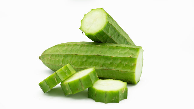 fresh luffa acutangula isolated on white
