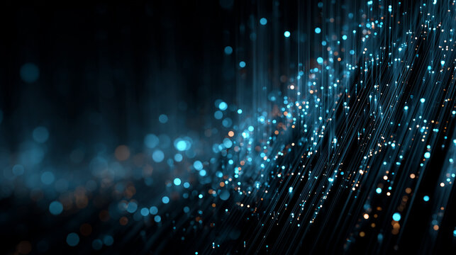 Abstract futuristic blue neon data background, cyberpunk binary code rain, high tech concept