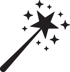 Obraz premium Magic Wand Icon with Sparkles,Fairy Magic Wand Silhouette