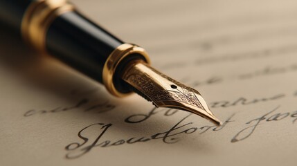 Fototapeta premium Luxury Fountain Pen Signing Document / 高級万年筆での書類への署名7