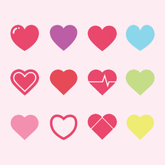 Collection of Various Heart Icons and Symbols 1.