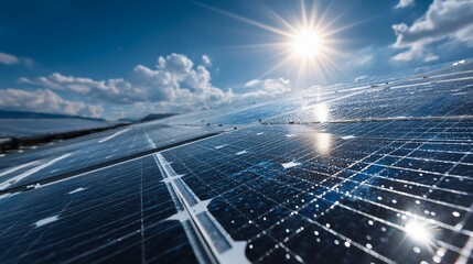 Sunlight Reflecting on Blue Solar Panels / 青いソーラーパネルに反射する太陽光1