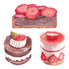 Bakery dessert watercolor illustration for cafe