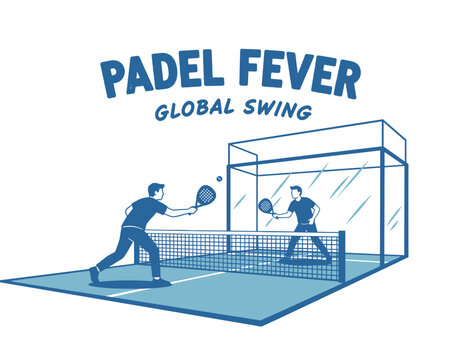 Padel tennis sport design. Padel artwork for t shirt print, poster, sticker, background and others. Global swing tennis design. Sports tournament vint
