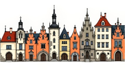 Obraz premium European style block illuminated illustration