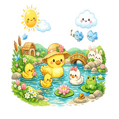 Springtime pond family fun