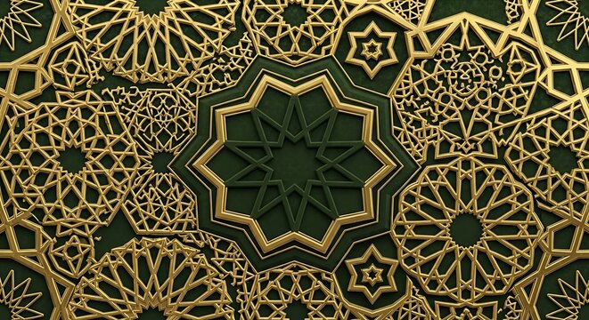 Ramadan Golden Islamic Geometric Luxury Pattern Background