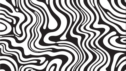 Fototapeta premium Abstract black and white wavy pattern resembling optical illusion art.