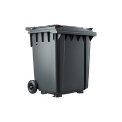 Gray wheeled garbage bin with closed lid modern waste container outdoor sanitation equipment isolated on white background