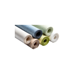 Rolled felt fabric sheets in assorted colors soft textile material craft sewing upholstery texture isolated on white background