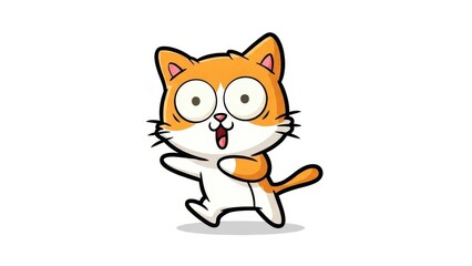 Obraz premium Cute Orange and White Cartoon Cat with Wide Eyes and Open Mouth