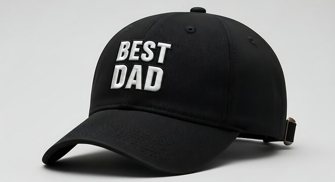 Black baseball cap with best dad text for father's day gift or apparel