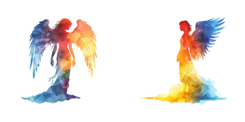 Obraz premium abstract color silhouette of angel watercolor vector illustration