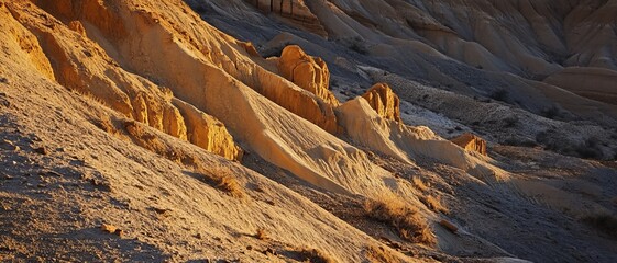 Golden, sculpted hills of eroded earth