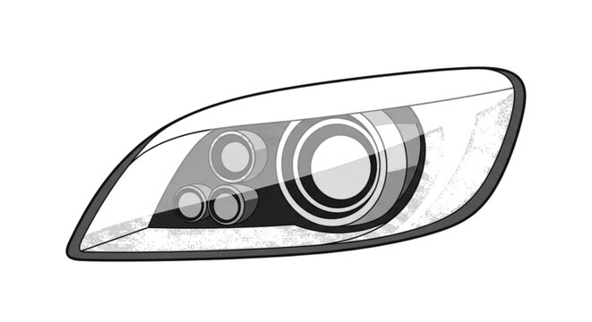 Headlight vector illustration isolated on white background, car front light