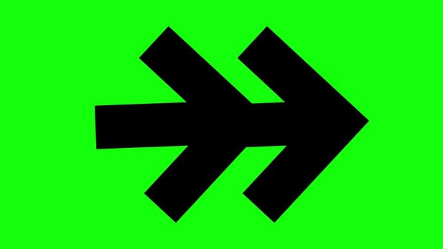 double arrow right animated on green screen background