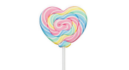 colorful heart shaped lollipop on white background