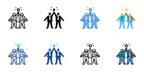 Peer Leadership icons set multiple style collection. Editable stroke 
