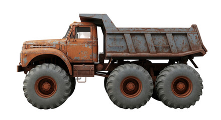 Obraz premium Rusty Heavyduty Industrial Dump Truck Isolated On Black