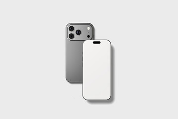 Top view angle two mobile realistic mockup blank	