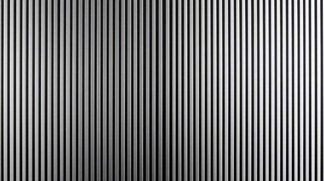 Vertical metal slats create a sleek, minimalist design.