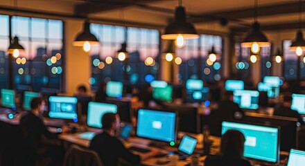 Blurred Modern Open Plan Office Background