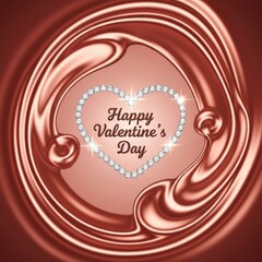 Happy Valentines Day Chocolate Heart with Diamonds