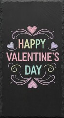 Happy Valentines Day Chalkboard Style Greeting Card