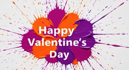 Happy Valentines Day Colorful Paint Splatter Background