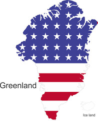 Greenland flag and America pin map location