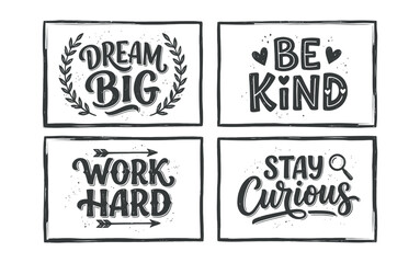 Obraz premium Inspirational quotes collection illustration on white background