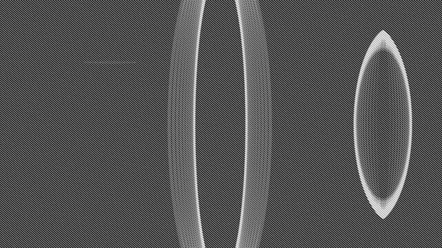 Abstract white and gray glowing circular moire pattern lines on black background motion loop